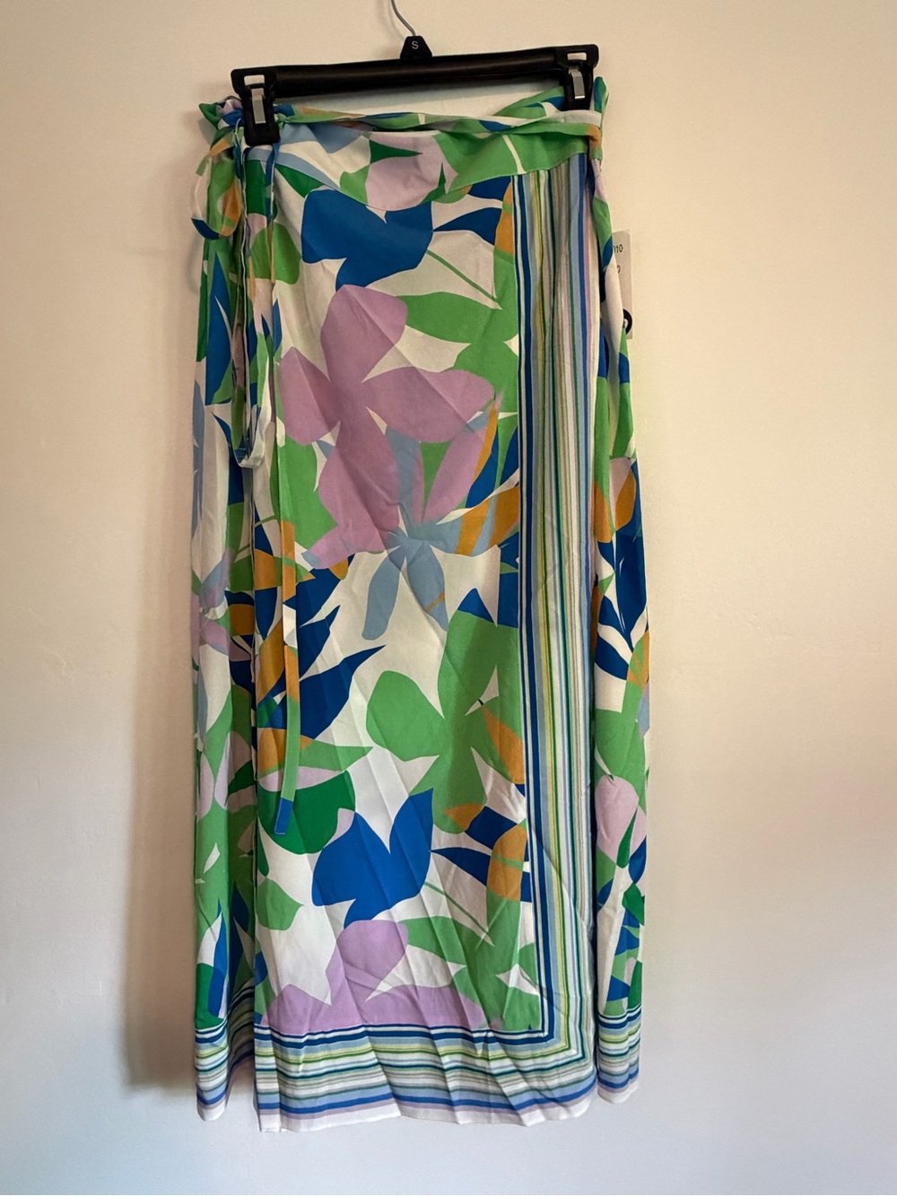 Carlisle Floral Print Wrap Skirt in Green, Blue & Lilac